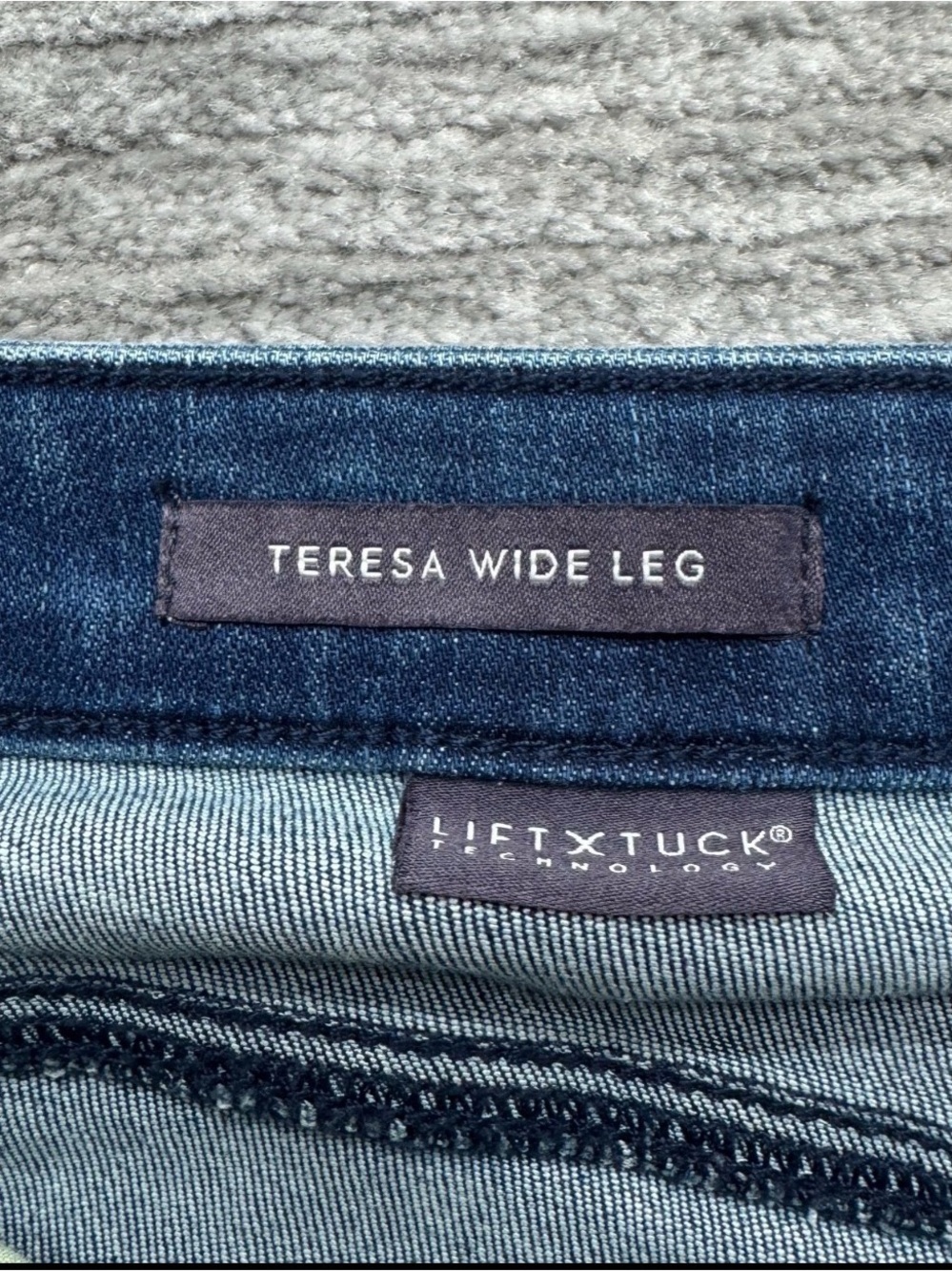 NYDJ Dark Blue Wide Leg Button-Cuff Jeans - Picture 3 of 6